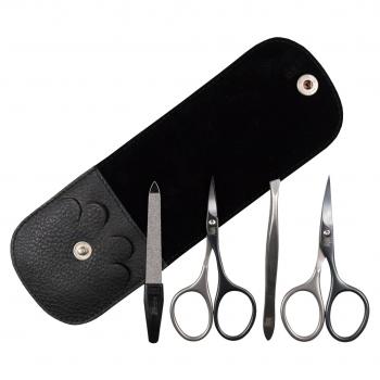 STAHLKRONE Maniküre-Set 4-teilig mit anthrazit-farbenen Scheren - NEU