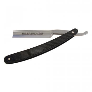RAZOLUTION straight razor alu-handle with real carbon-inlay - straight head