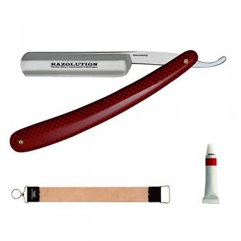 Rasier-Set 3-teilig - AKTION - mit Rasiermesser, Abziehriemen und Schärfpaste