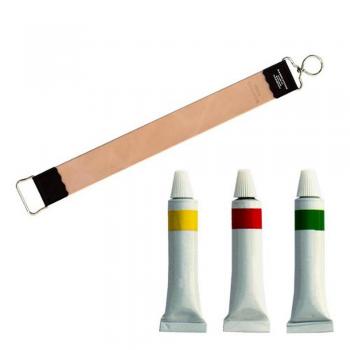 Rasiermesser-Pflege-Set 4-teilig - AKTION - mit Abziehriemen und 3 verschiedenen Pasten