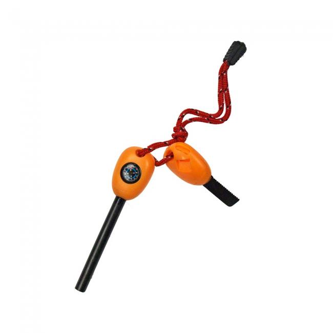 Feuerstarter mit Pfeife, Kompass usw. orange