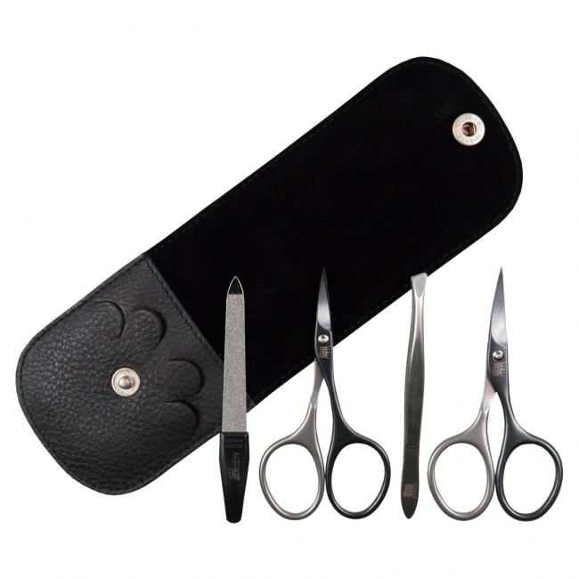STAHLKRONE Maniküre-Set 4-teilig mit anthrazit-farbenen Scheren - NEU