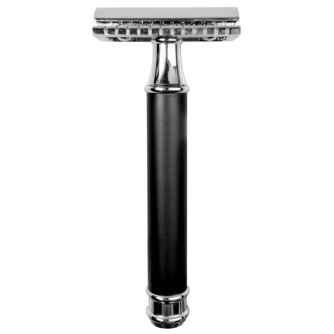 Safety razor 3 parts with black handle-inlay - NEW