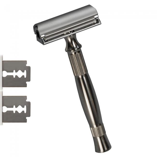 GIP® 4 teiliges Set mit TwinBlade Rasierer, Rasierpinsel, Rasirrständer und 10 Ersatzklingen